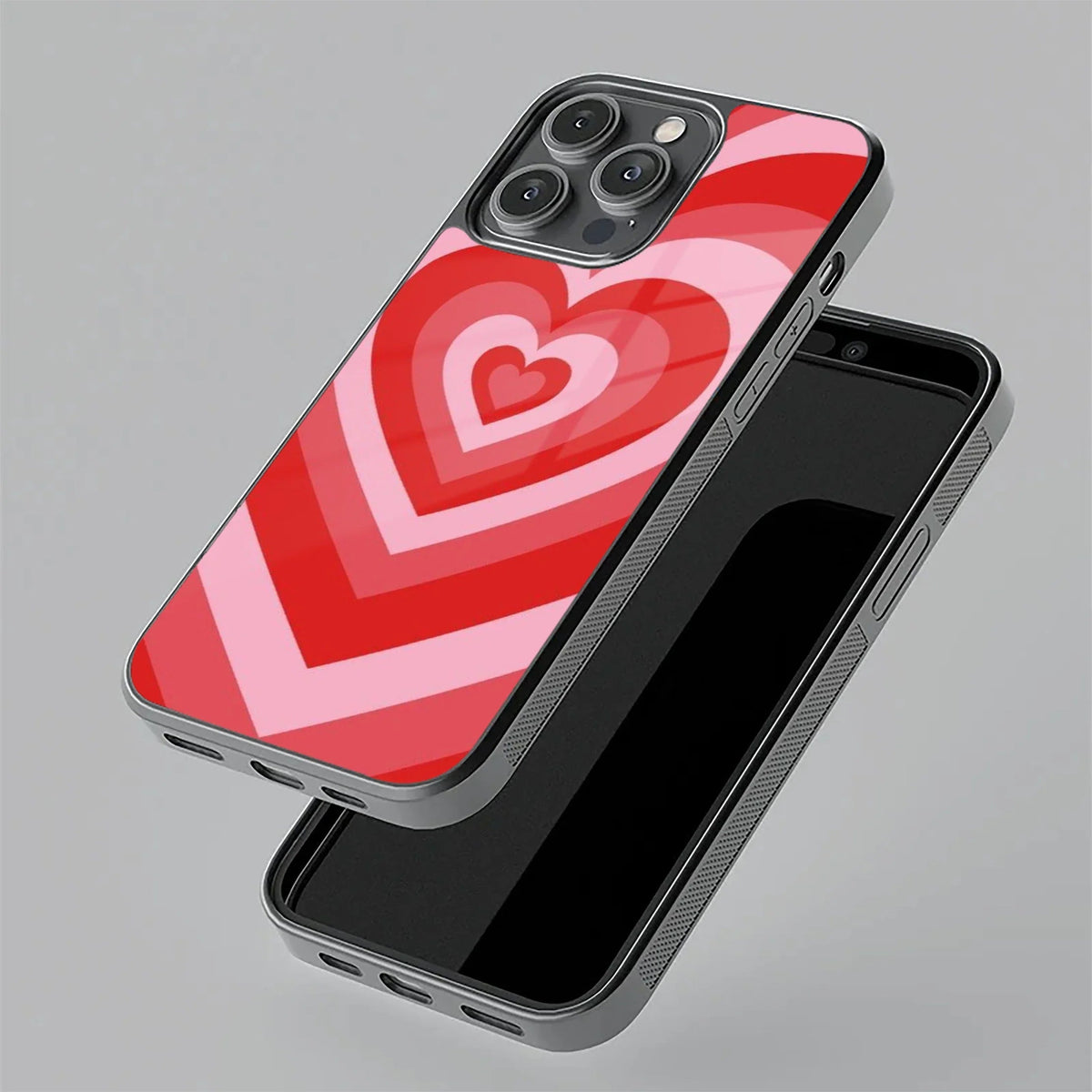 Latte Love Patter Glass Case Cover - Red For iPhone 17 Pro Max