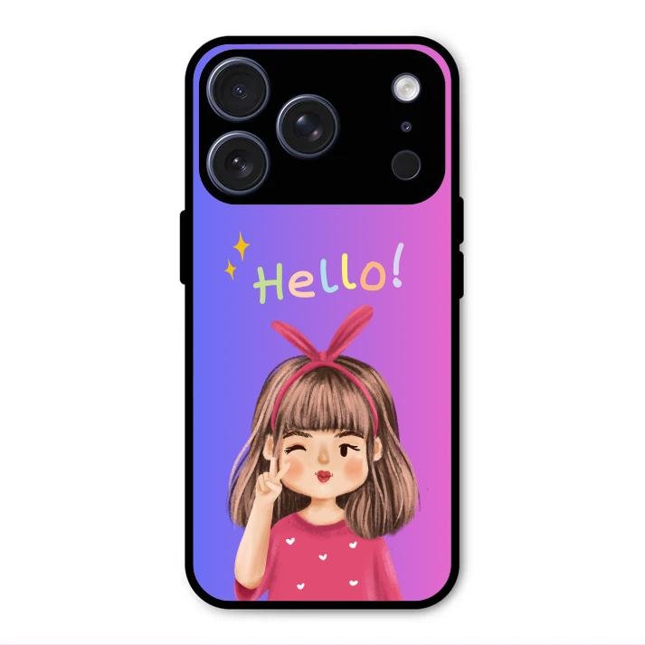 Cute Girl Hello Glass Case For iPhone 17 Pro Max