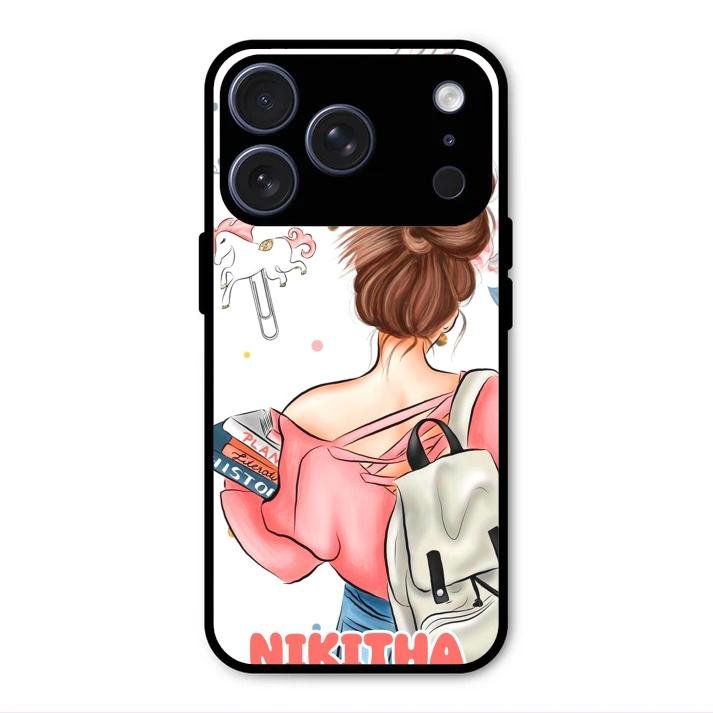 Girl With Book Glossy Metal Case Cover For iPhone 17 Pro Max