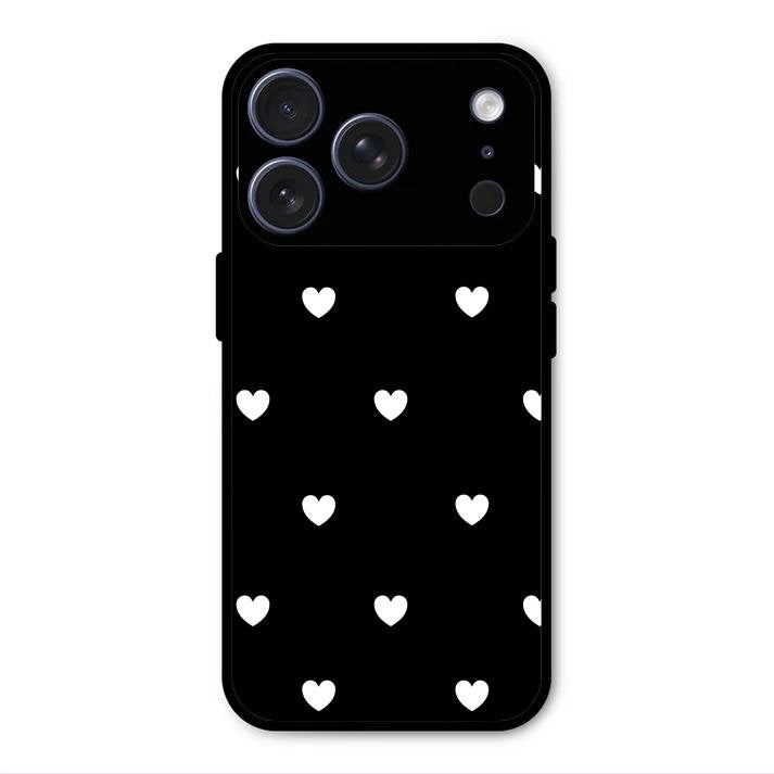 Heart Pattern Black Glass Case Cover For iPhone 17 Pro Max