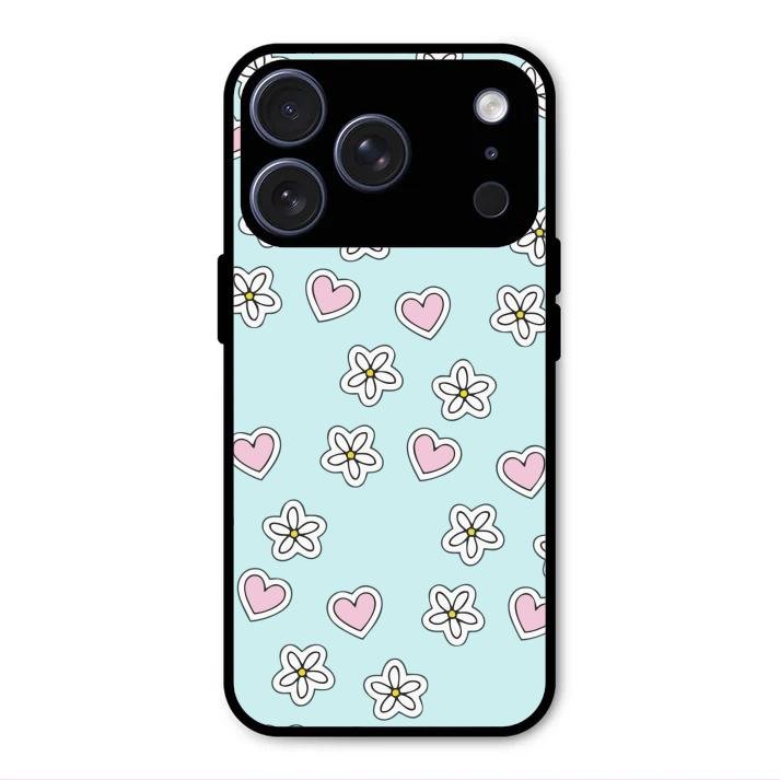 Heart With Blossom Glossy Metal Case Cover For iPhone 17 Pro Max