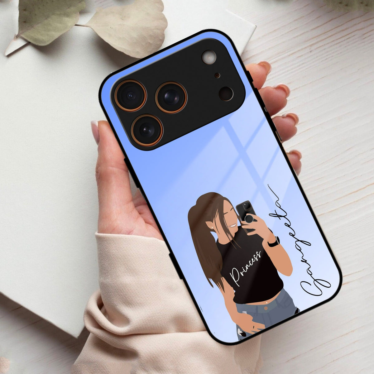 Mobile Girl Glass Case Cover For iPhone 17 Pro Max