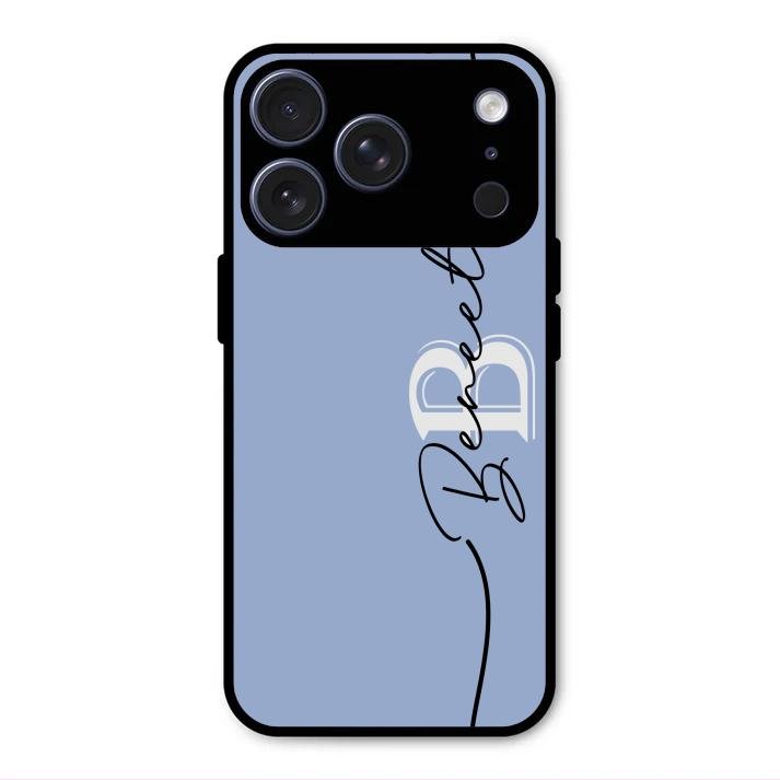 Personalized Initials Azure Glossy Metal Case Cover For iPhone 17 Pro Max