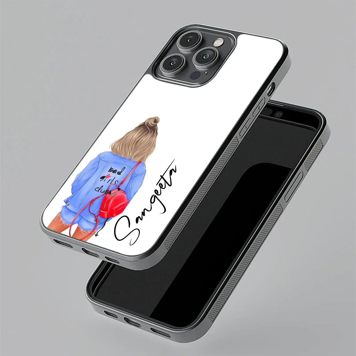 Bag Girl Customize Name Glass Case For iPhone 17 Pro Max