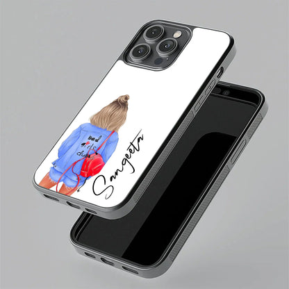 Bag Girl Customize Name Glass Case For iPhone 17 Pro Max