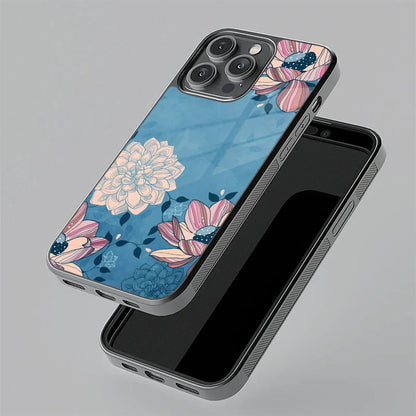Blue Flower Glass Phone Cover for iPhone 17 Pro Max