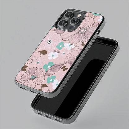 Peach Flower Glass Phone Cover for iPhone 17 Pro Max