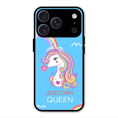 Blue Unicorn Queen Glass Phone Case For iPhone 17 Pro Max
