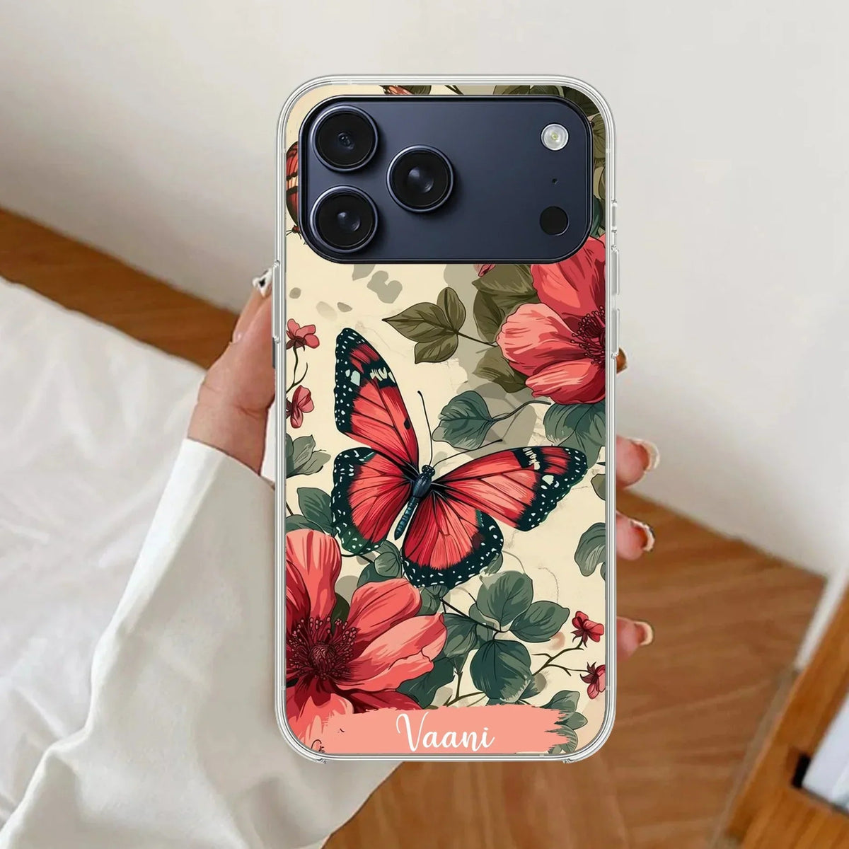 Butterfly Customize Transparent Silicon Case For iPhone 17 Pro Max