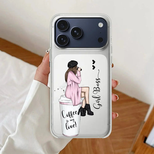 Coffee Lover Customize Transparent Silicon Case For iPhone 17 Pro Max