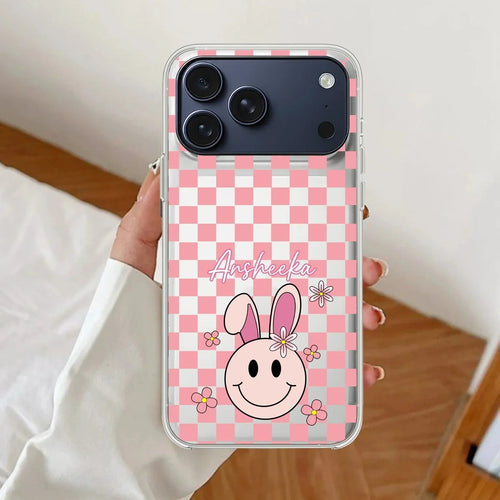 Cute Bunny Customize Transparent Silicon Case For iPhone 17 Pro Max