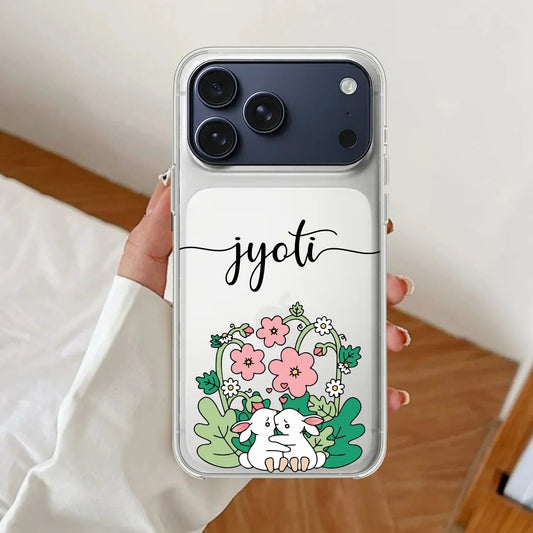 Cute Bunny Customize Transparent Silicon Case V2 For iPhone 17 Pro Max