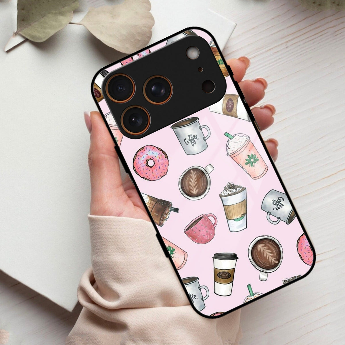 Cute Coffee Snacks Glass Case Cover For iPhone 17 Pro Max