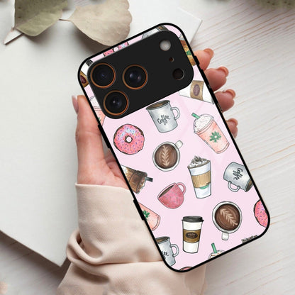 Cute Coffee Snacks Glass Case Cover For iPhone 17 Pro Max