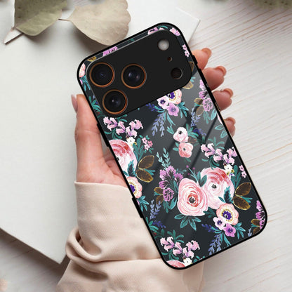 Cute Floral Glass Case Cover For iPhone 17 Pro Max