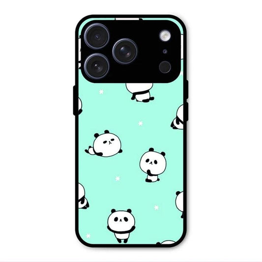 Cute Panda Blue Glass Case Cover For iPhone 17 Pro Max