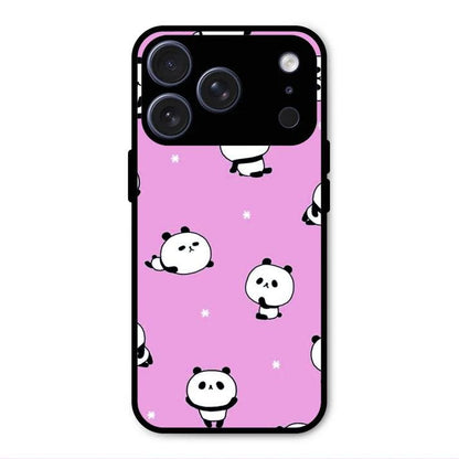 Cute Panda Pink Glass Case Cover For iPhone 17 Pro Max