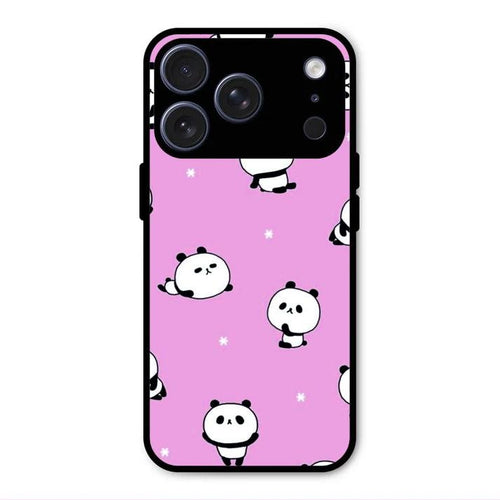Cute Panda Pink Glass Case Cover For iPhone 17 Pro Max