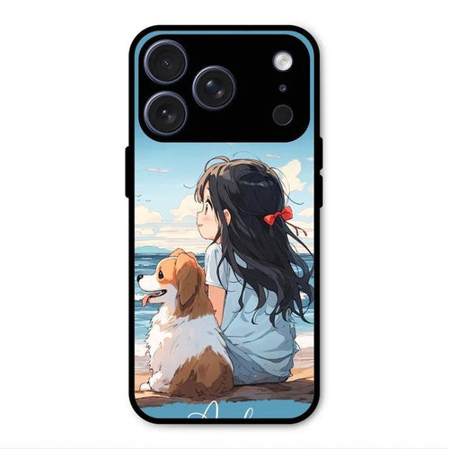 Girl With Dog Glossy Metal Case Cover For iPhone 17 Pro Max