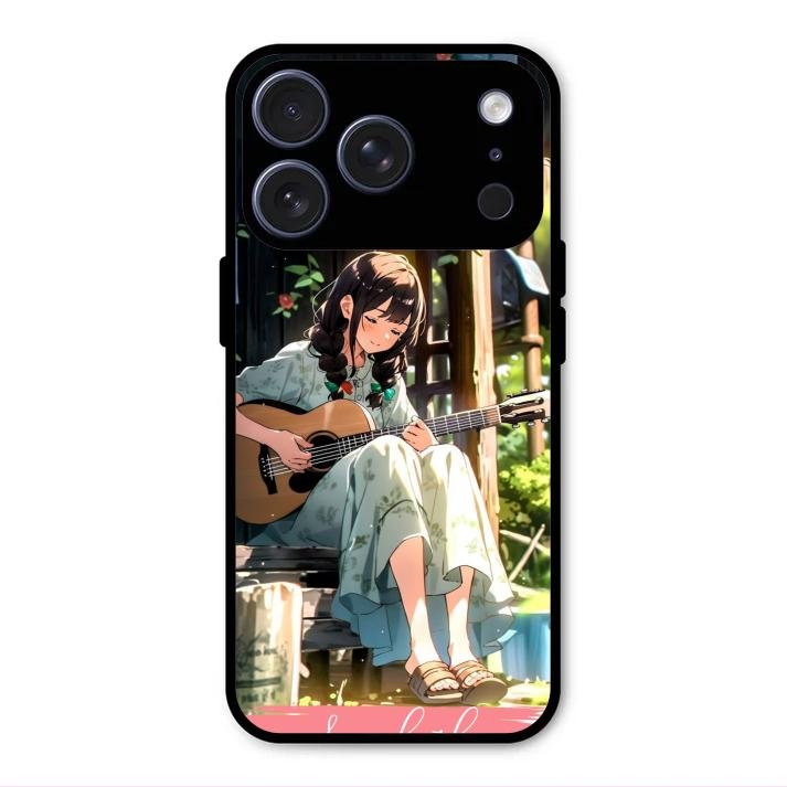 Guitar Girl Glossy Metal Case Cover For iPhone 17 Pro Max