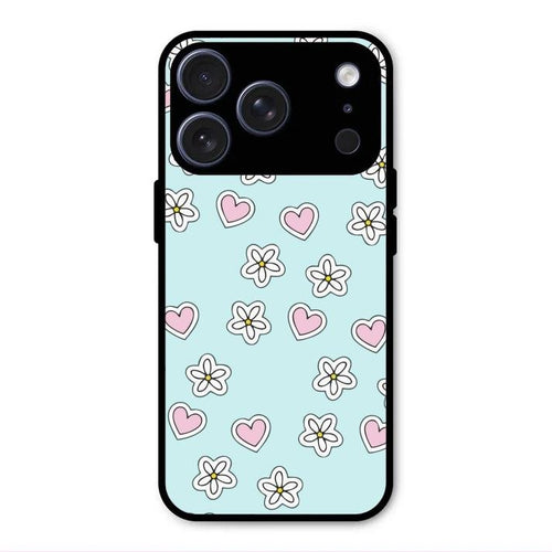 Heart With Blossom Glossy Metal Case Cover For iPhone 17 Pro Max