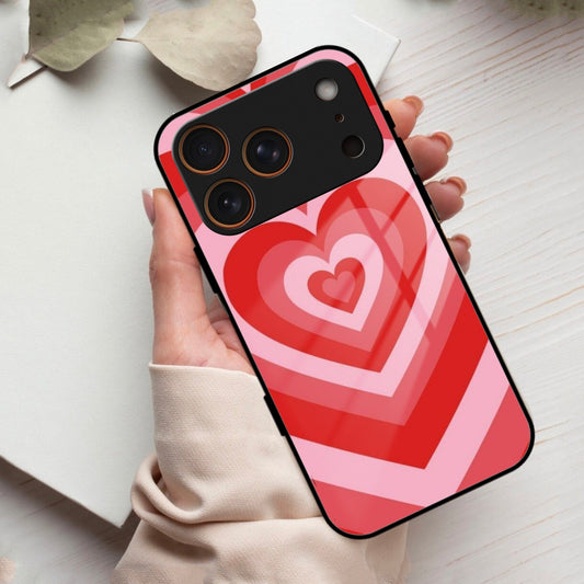Latte Love Patter Glass Case Cover - Red For iPhone 17 Pro Max