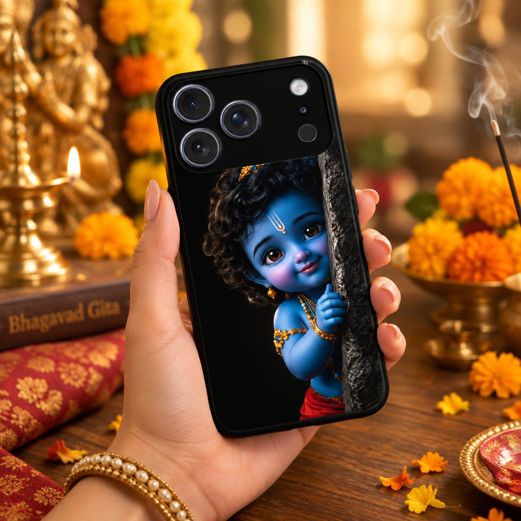 Little Krishna Divine Smile Phone Case For iPhone 17 Pro Max