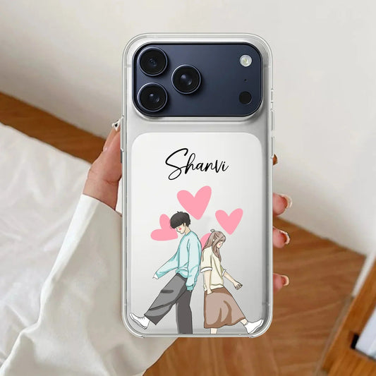 Love Couple Customize Transparent Silicon Case For iPhone 17 Pro Max
