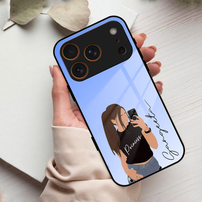 Mobile Girl Glass Case Cover For iPhone 17 Pro Max