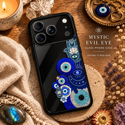Mystic Evil Eye Glass Phone Case For iPhone 17 Pro Max