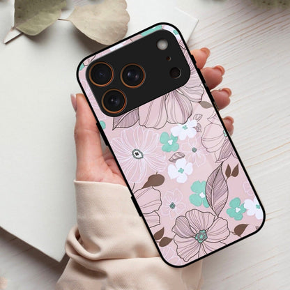 Peach Flower Glass Phone Cover for iPhone 17 Pro Max