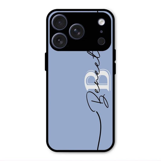 Personalized Initials Azure Glossy Metal Case Cover For iPhone 17 Pro Max