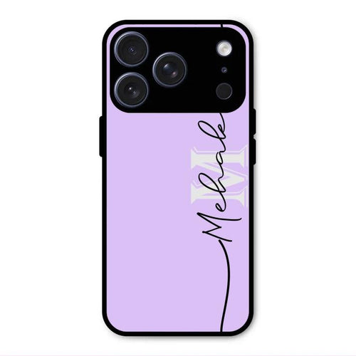 Personalized Initials Lavender Glossy Metal Case Cover For iPhone 17 Pro Max