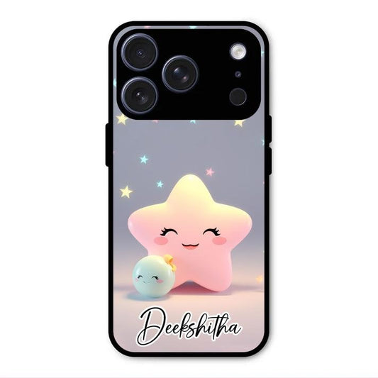 Pink Star Glossy Metal Case Cover For iPhone 17 Pro Max