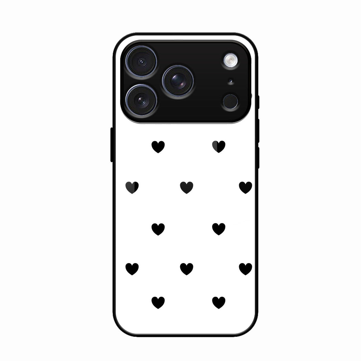 Heart Pattern White Glass Case Cover for iPhone 17 Pro Max