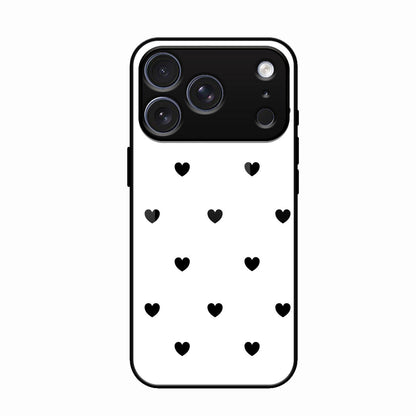 Heart Pattern White Glass Case Cover for iPhone 17 Pro Max