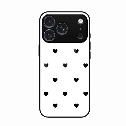Heart Pattern White Glass Case Cover for iPhone 17 Pro Max