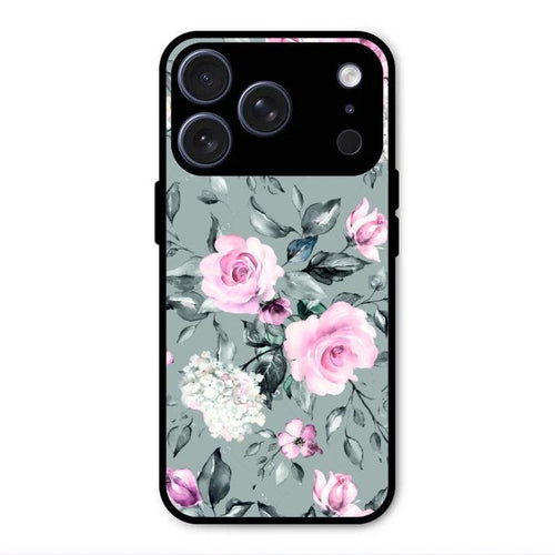 Retro Floral Glossy Metal Case Cover V2 For iPhone 17 Pro Max