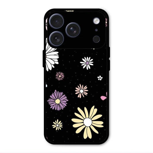 Seamless Floral Glossy Metal Case Cover For iPhone 17 Pro Max
