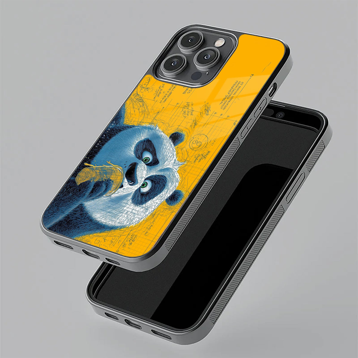 Cute Panda Sketch Premium Glass Phone Case for iPhone 17 Pro Max