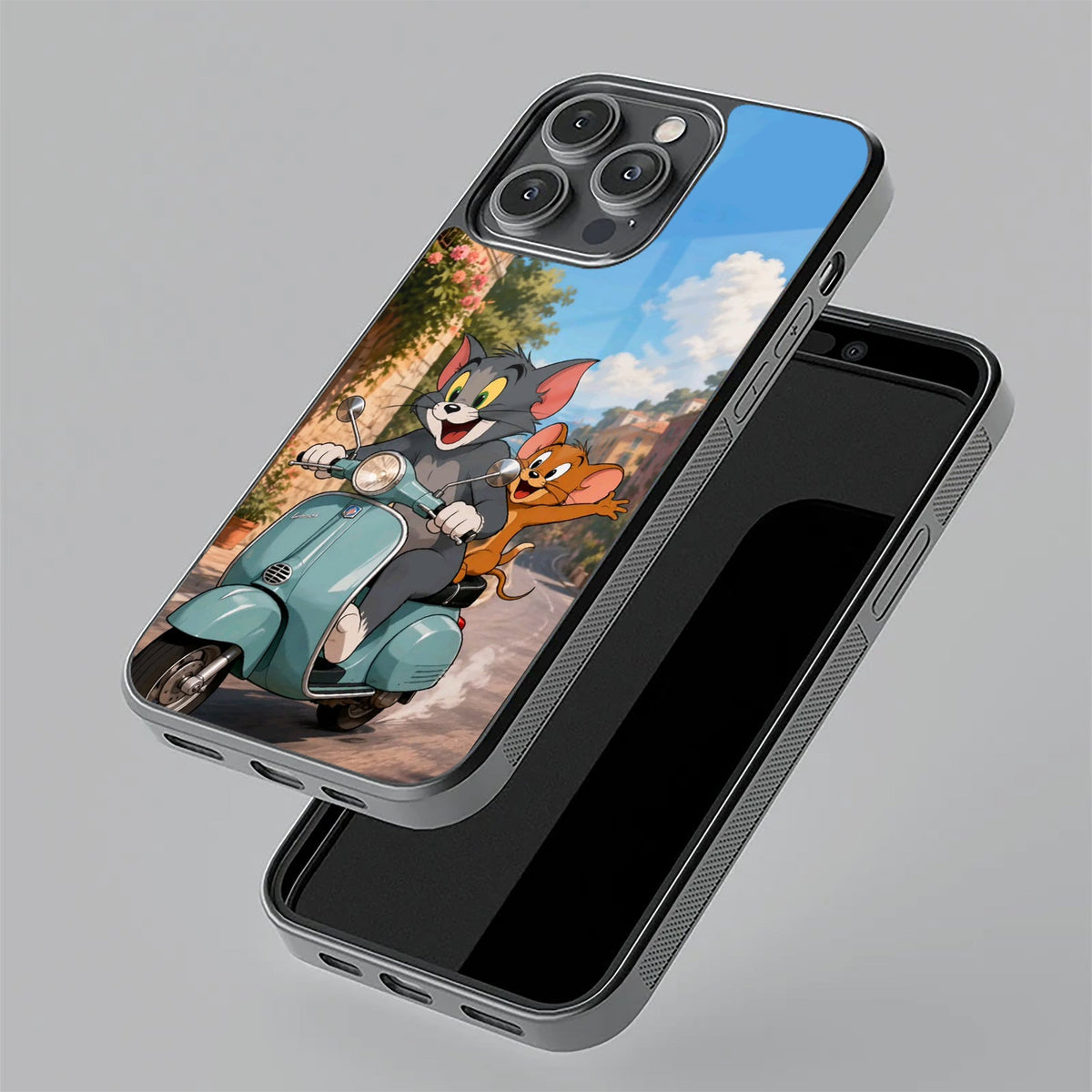 Cartoon Scooter Adventure Premium Glass Phone Case for iPhone 17 Pro Max