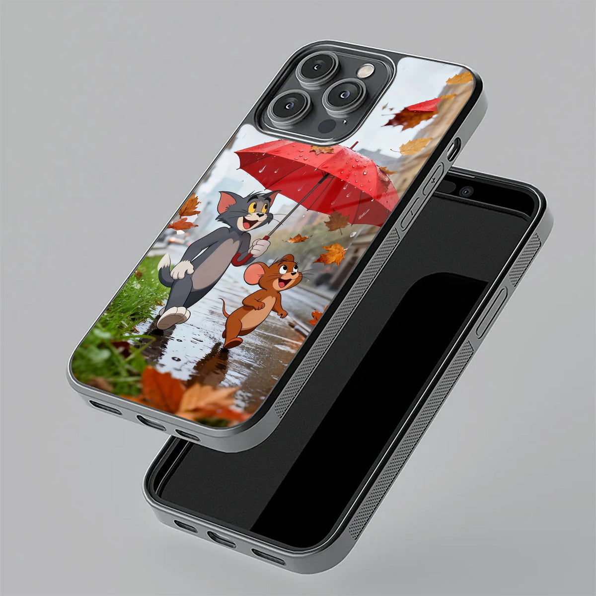 Rainy Day Cartoon Glass Phone Case for iPhone 17 Pro Max