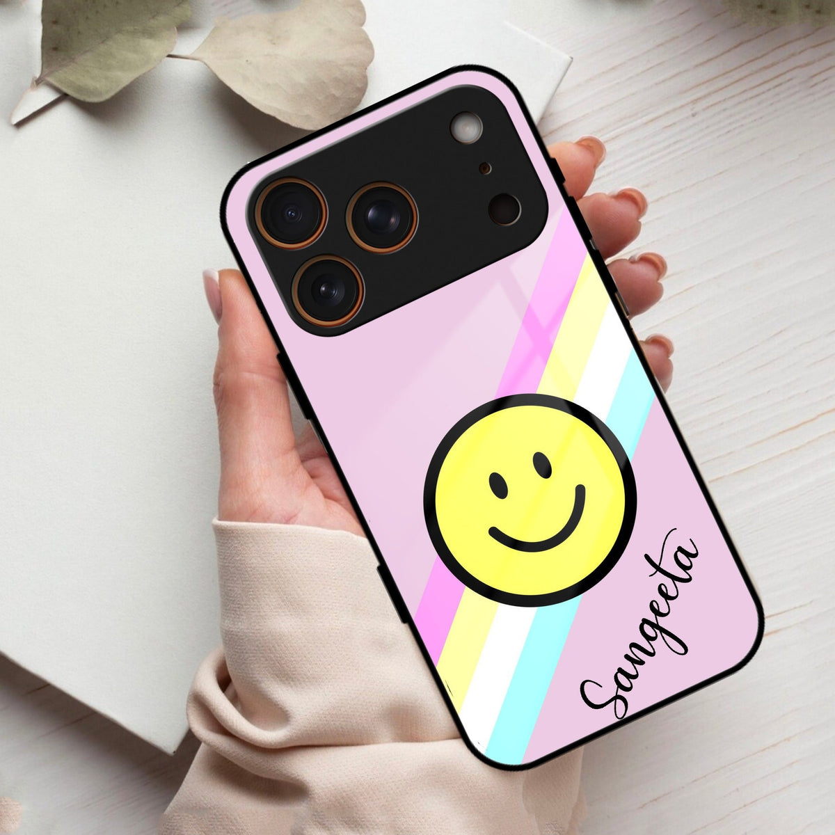 Smiley Glass Case Cover For iPhone 17 Pro Max
