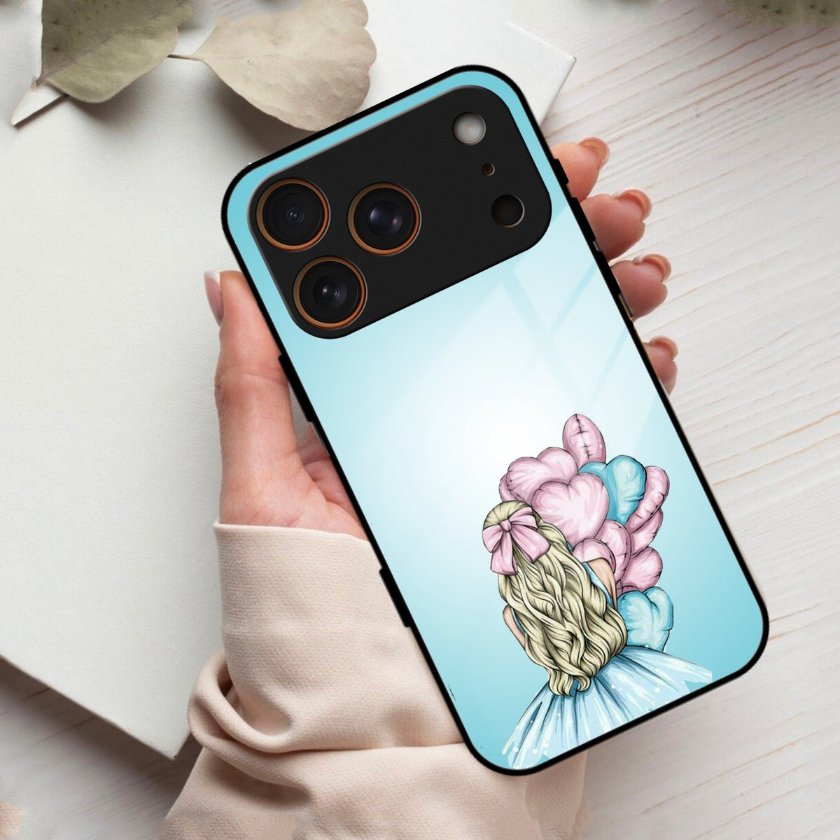 Styles Girl With Balloon Glass Case For iPhone 17 Pro Max