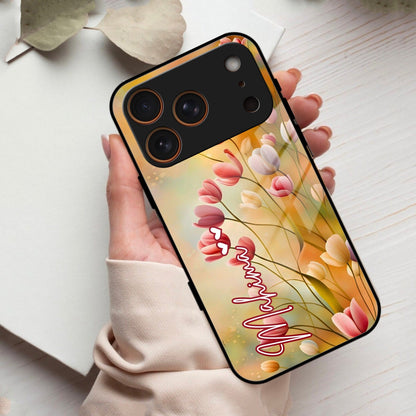 Tulip Floral Glass Case Cover For iPhone 17 Pro Max
