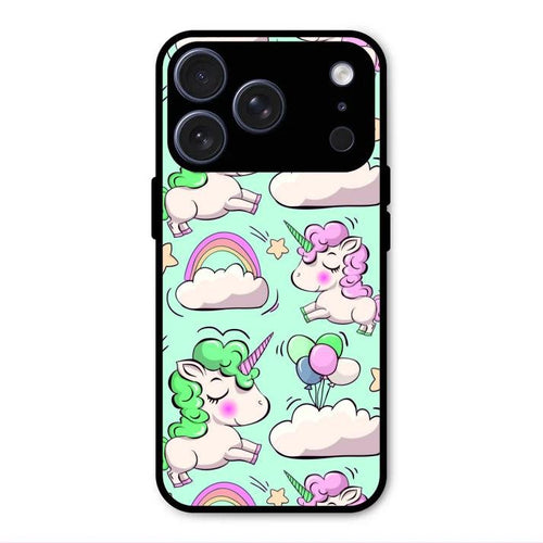 Unicorn Print Glossy Metal Case Cover For iPhone 17 Pro Max